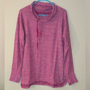 Jones New York Heathered Pink Cowl Neck Sweatshirt
